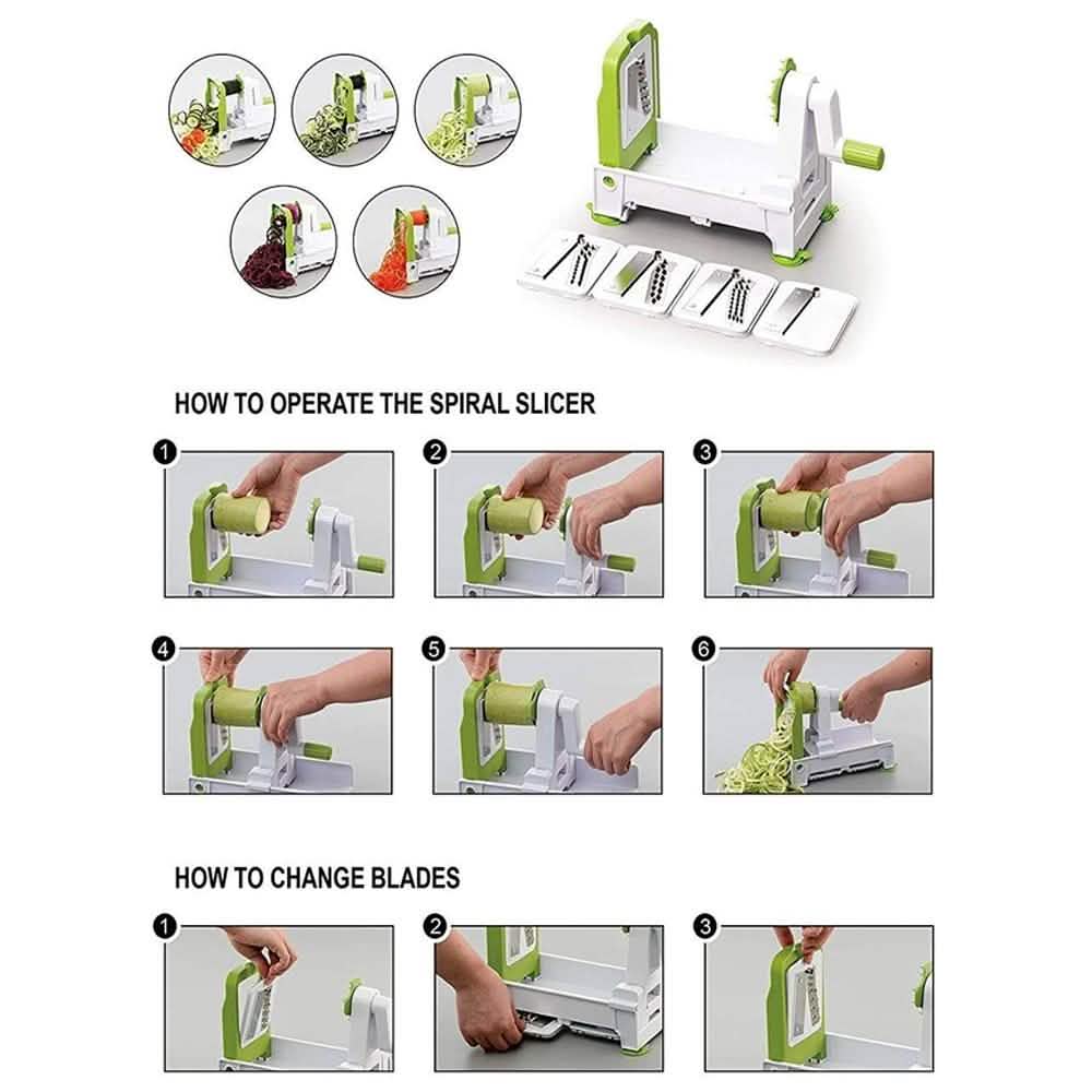 5-Blade Vegetable White Spiralizer and Slicer Kitchen Essentials - DailySale