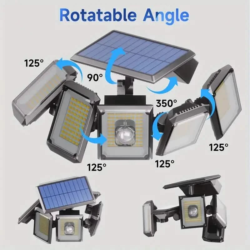 5 Heads Solar 300 LED Light Outdoor Motion Sensor Waterproof Wide-angle Illumination Wall Lamp Outdoor Lighting - DailySale