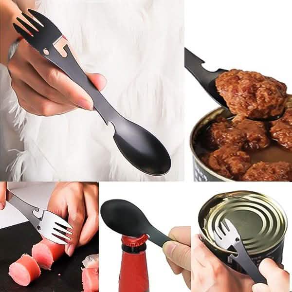 5-in-1 Multifunctional Stainless Steel Fork Knife Spoon Bottle Opener Sports & Outdoors - DailySale