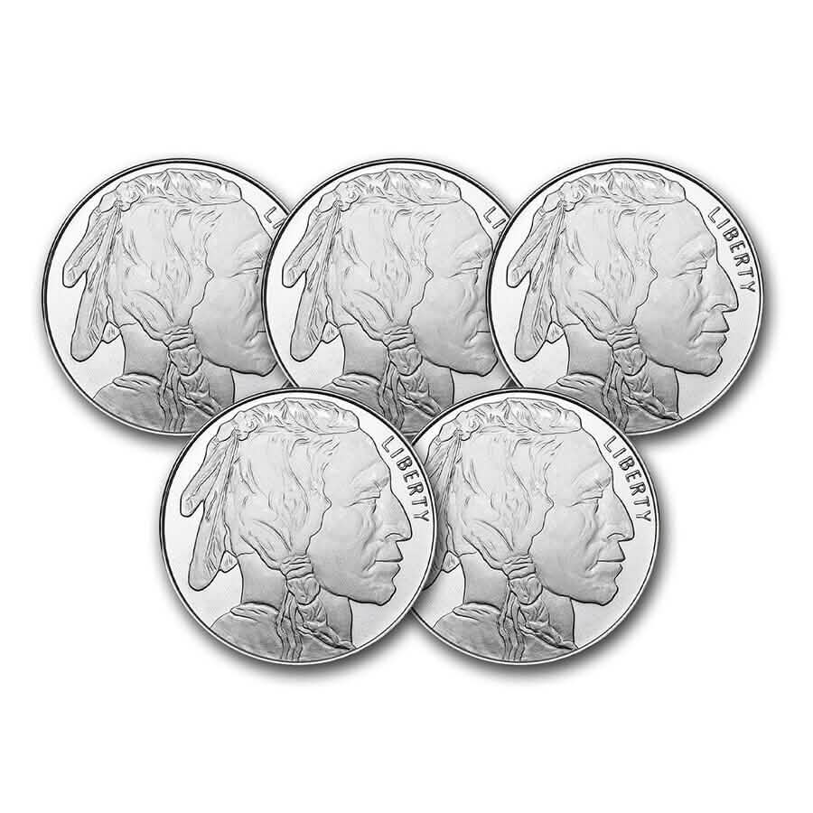 5-Pack: 1 Oz Silver Round - Buffalo Everything Else - DailySale