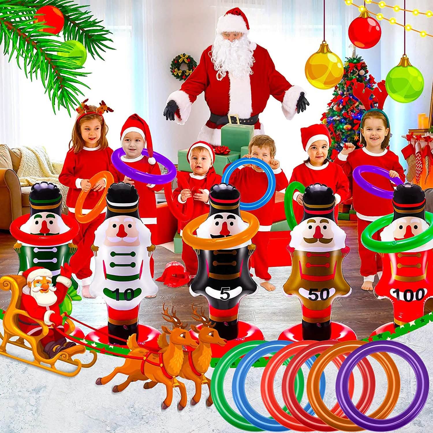 5-Pack: Christmas Nutcrackers Ring Toss Christmas Party Games Toys Holiday Decor & Apparel - DailySale