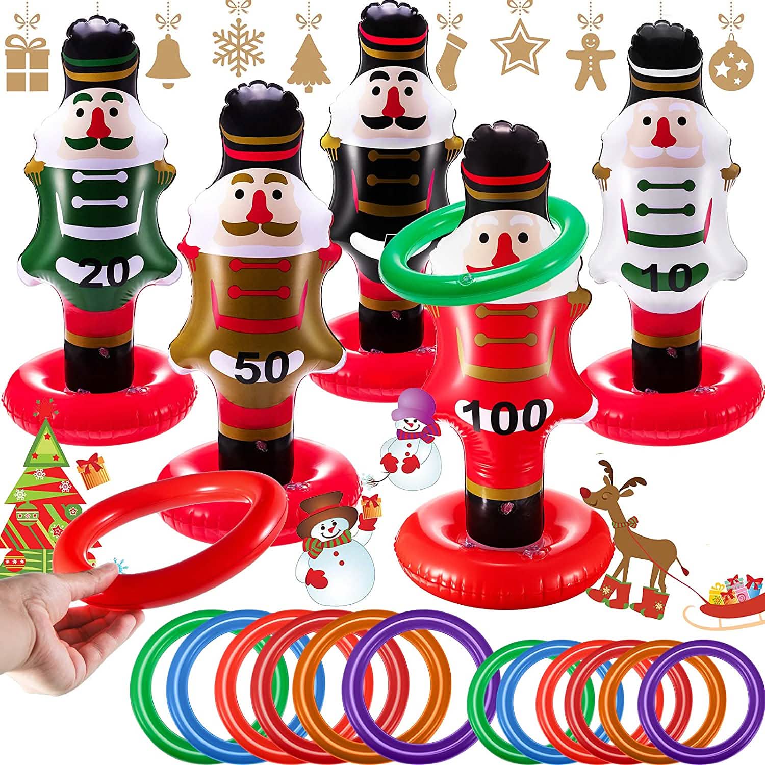 5-Pack: Christmas Nutcrackers Ring Toss Christmas Party Games Toys Holiday Decor & Apparel - DailySale