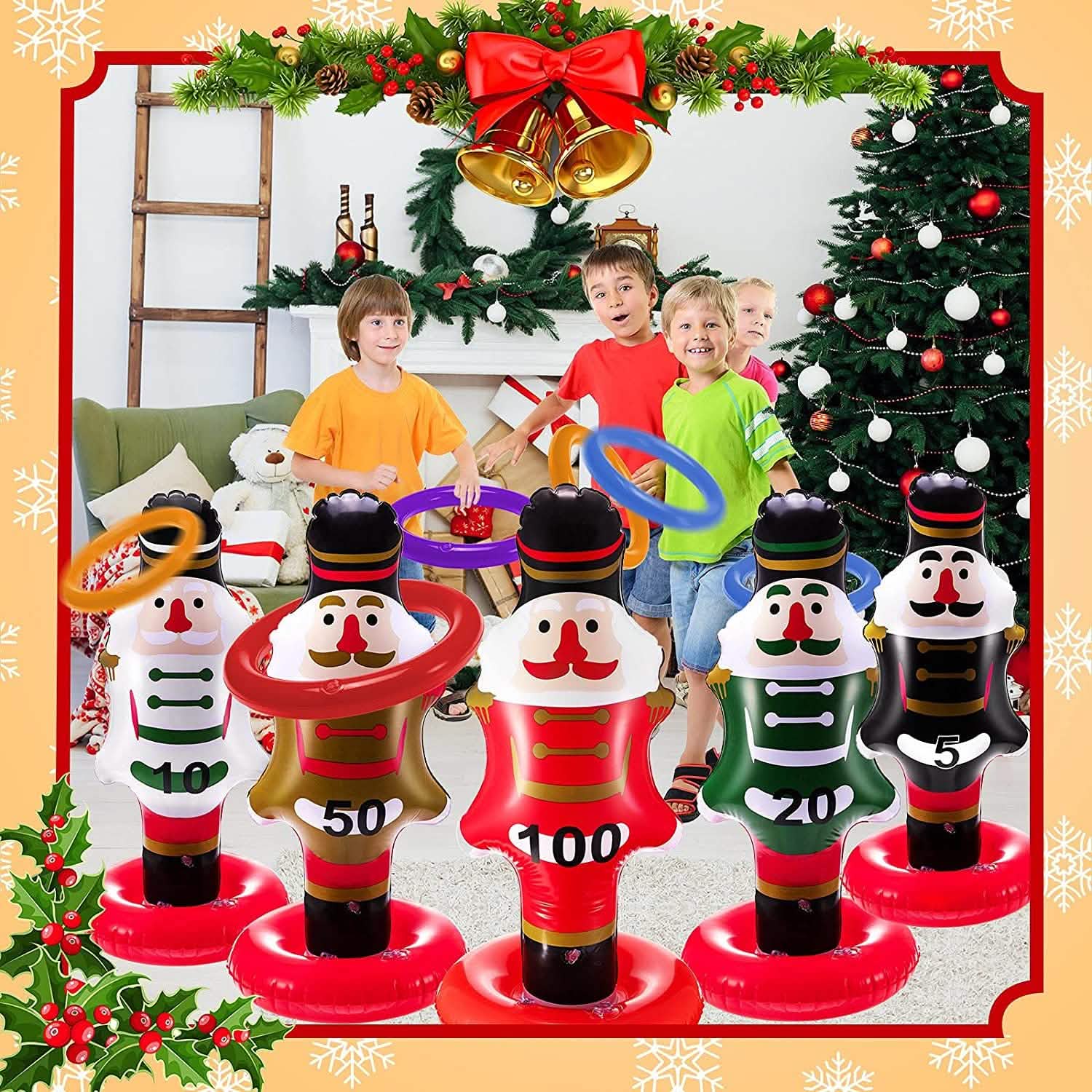 5-Pack: Christmas Nutcrackers Ring Toss Christmas Party Games Toys Holiday Decor & Apparel - DailySale