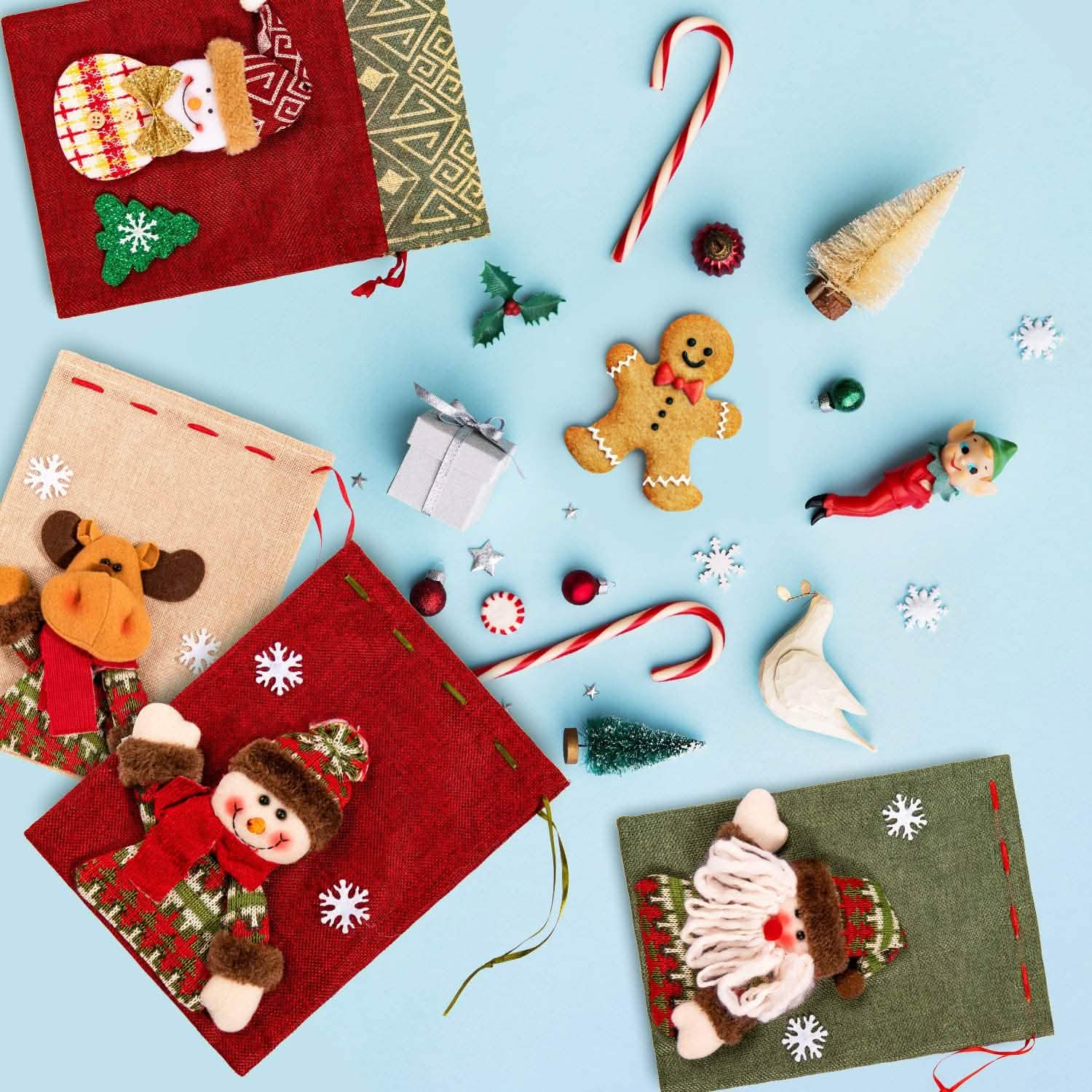 5-Pack: Drawstring Christmas Bags Holiday Decor & Apparel - DailySale