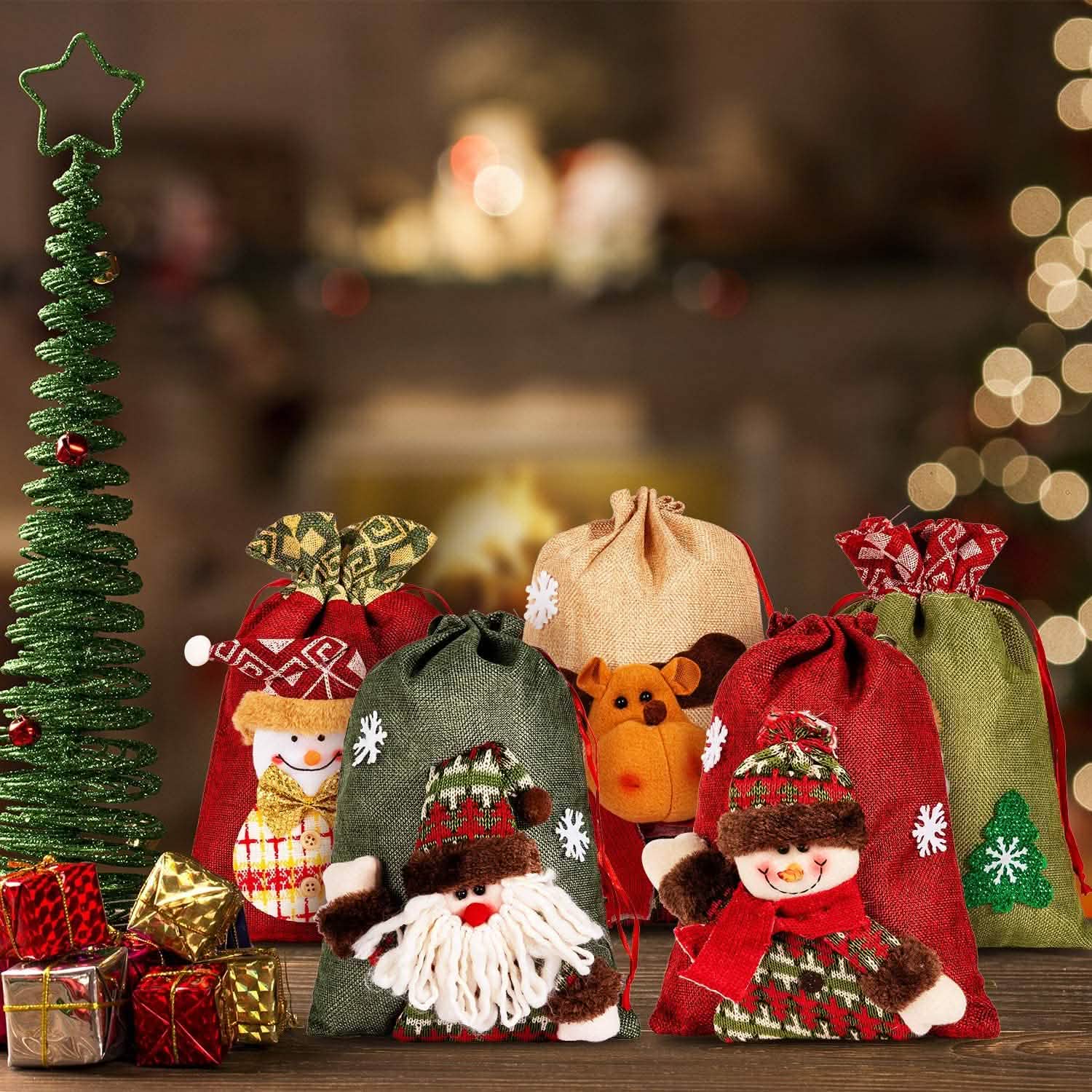 5-Pack: Drawstring Christmas Bags Holiday Decor & Apparel - DailySale