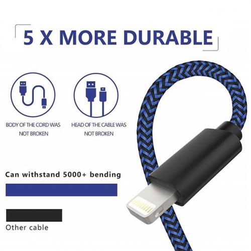 5-Pack: Heavy Duty Braided iPhone Lightning USB Cable Charger Cords Mobile Accessories - DailySale