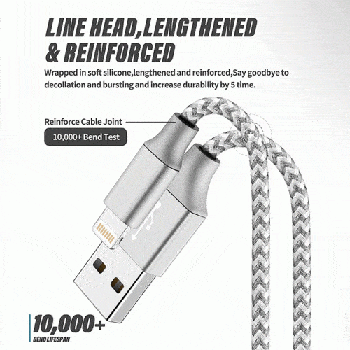5-Pack: Heavy Duty Braided iPhone Lightning USB Cable Charger Cords Mobile Accessories - DailySale