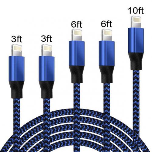 5-Pack: Heavy Duty Braided iPhone Lightning USB Cable Charger Cords Mobile Accessories - DailySale