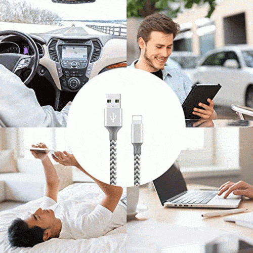 5-Pack: Heavy Duty Braided iPhone Lightning USB Cable Charger Cords Mobile Accessories - DailySale