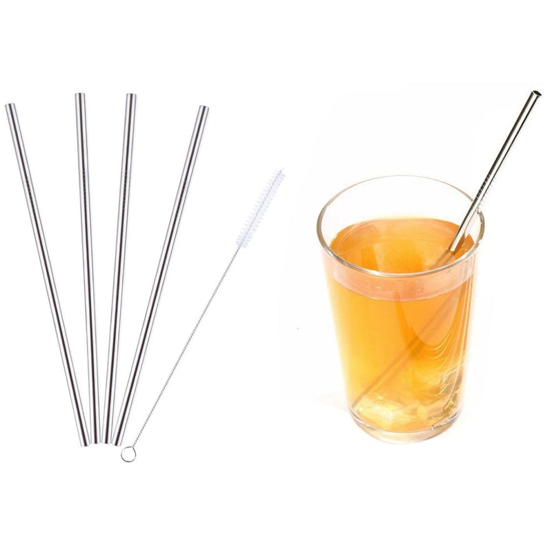 5-Pack: Stainless Steel Bend Or Straight Drinking Straws