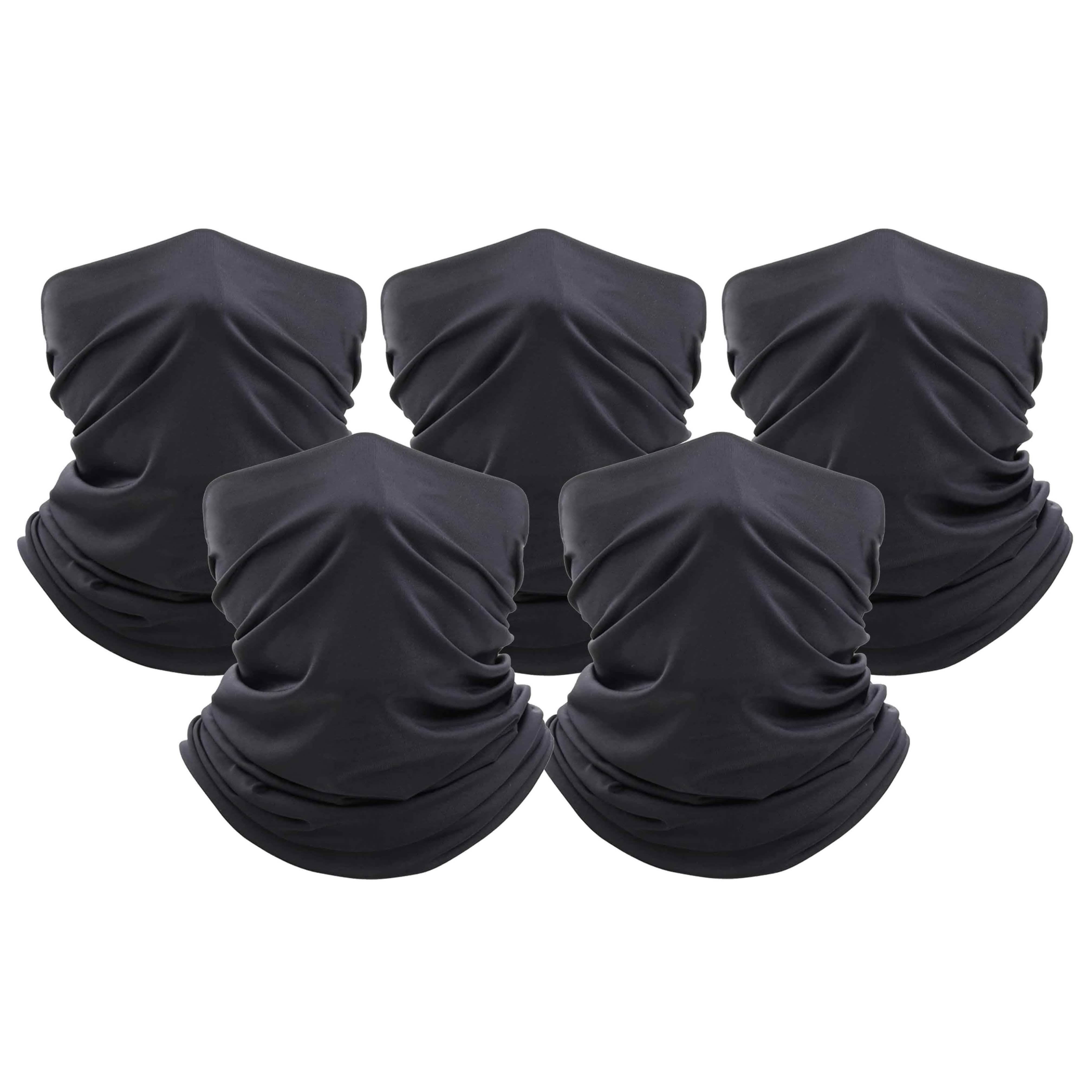 5-Pack: Unisex Moisture Wicking Gaiter Face Neck Scarf Bandanna Face Masks & PPE Black - DailySale