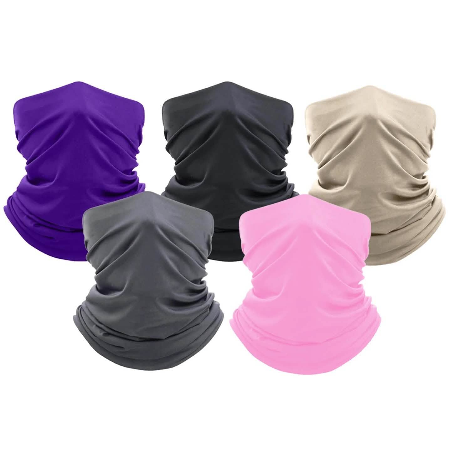 5-Pack: Washable And Reusable Face Mask Bandana and Neck Gaiter Face Masks & PPE - DailySale