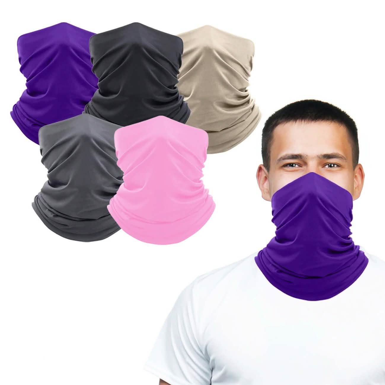 5-Pack: Washable And Reusable Face Mask Bandana and Neck Gaiter Face Masks & PPE - DailySale