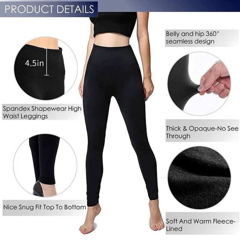 5-Pack: Women’s Fleece Lined High Waist Leggings Women's Bottoms - DailySale