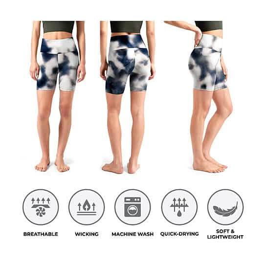 5-Pack: Women's High Waisted Tie Dye Athletic Biker Shorts Women's Bottoms - DailySale