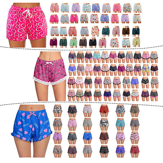 Three women modelling Soft Comfy Printed Lounge Sleep Pajama Shorts, available at Dailysale