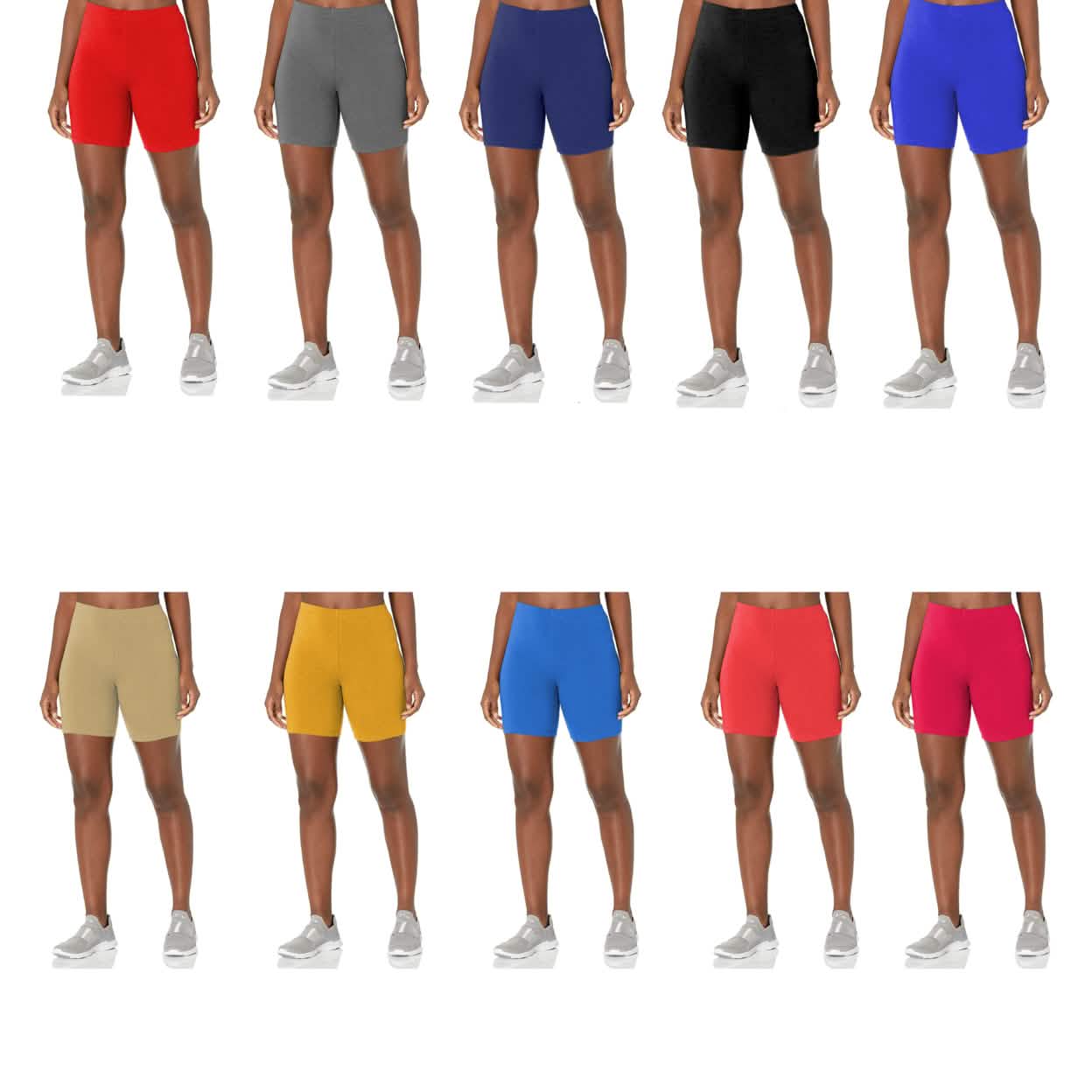 5-Pack: Women's Solid Slim Fit Comfy Stretchy Elastic Waistband Biker Shorts Women's Bottoms - DailySale