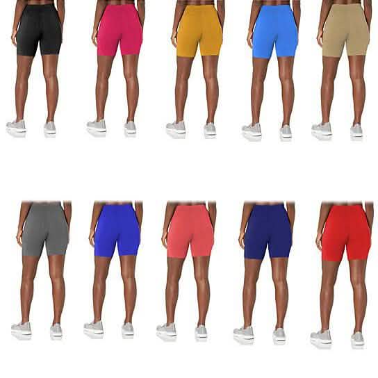 5-Pack: Women's Solid Slim Fit Comfy Stretchy Elastic Waistband Biker Shorts Women's Clothing - DailySale