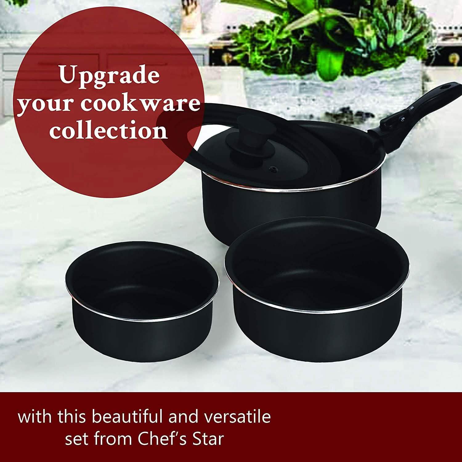 5-Piece: Chef's Star Nonstick Cooking Pot Set Kitchen & Dining - DailySale