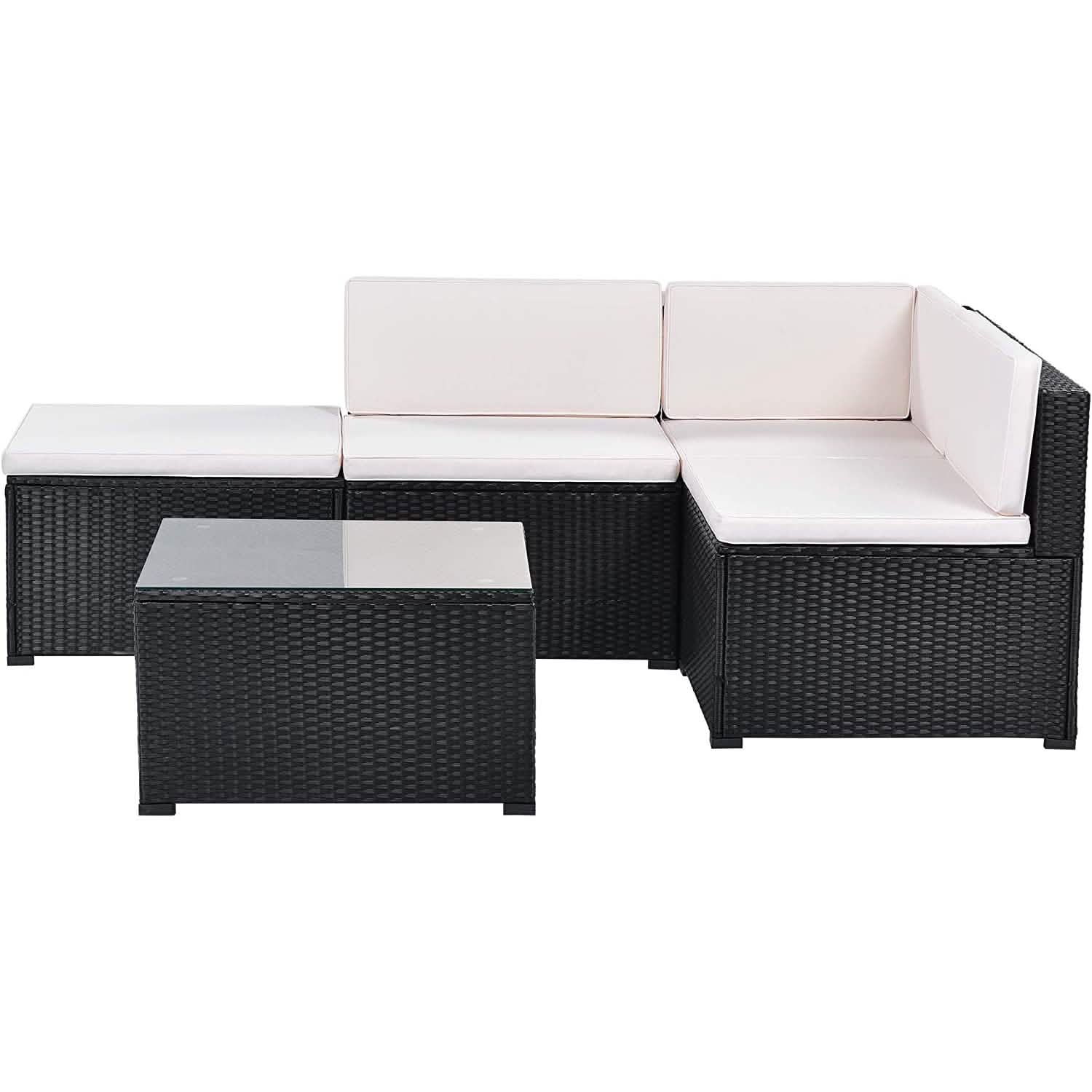 5-Piece: Patio Rattan PE Wicker Furniture Corner Sofa Set Furniture & Decor - DailySale
