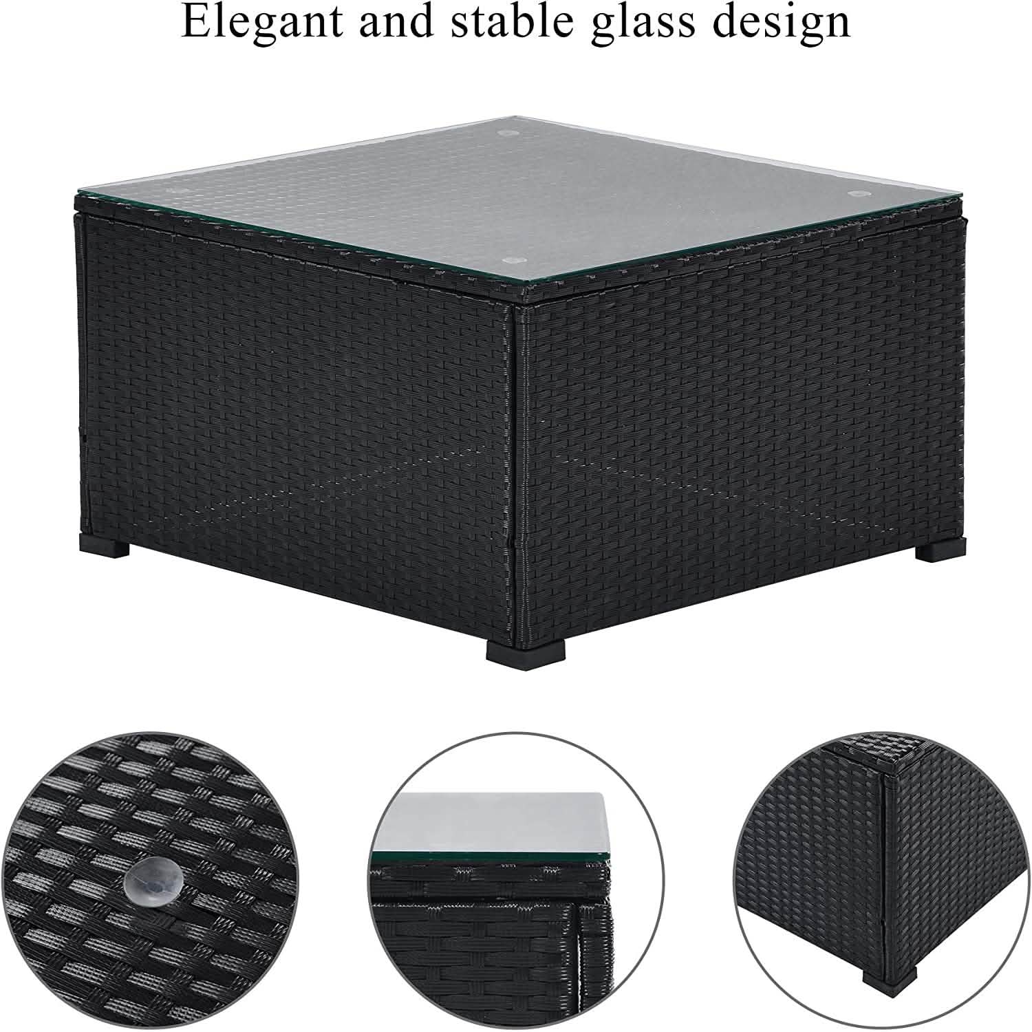 5-Piece: Patio Rattan PE Wicker Furniture Corner Sofa Set Furniture & Decor - DailySale