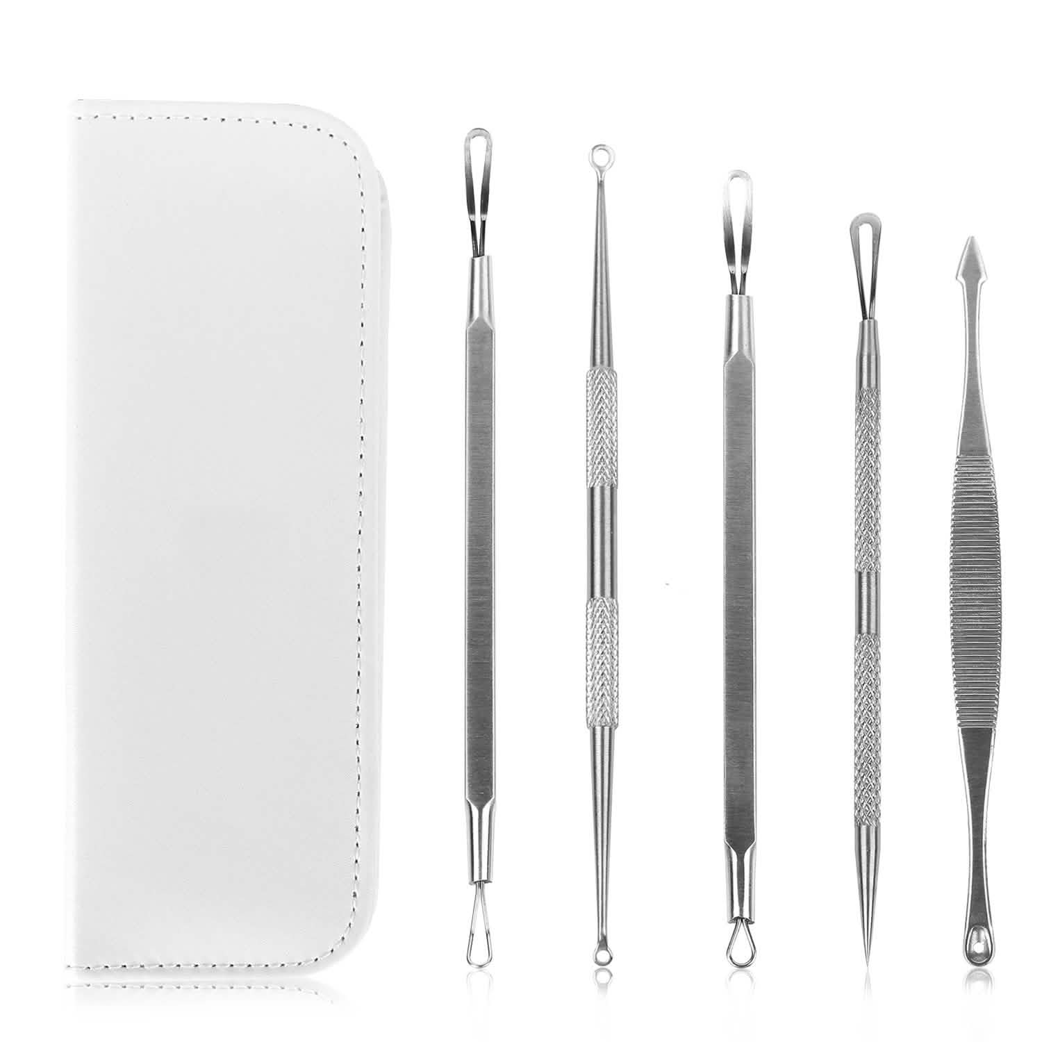 5-Piece Set: Blackhead Remover Kit Stainless Steel Popping Zit Remover Beauty & Personal Care White - DailySale