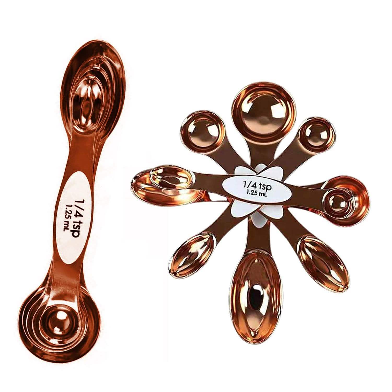 5-Piece Set: Copper Dual-Sided Stackable Magnetic Measuring Spoons Kitchen & Dining - DailySale