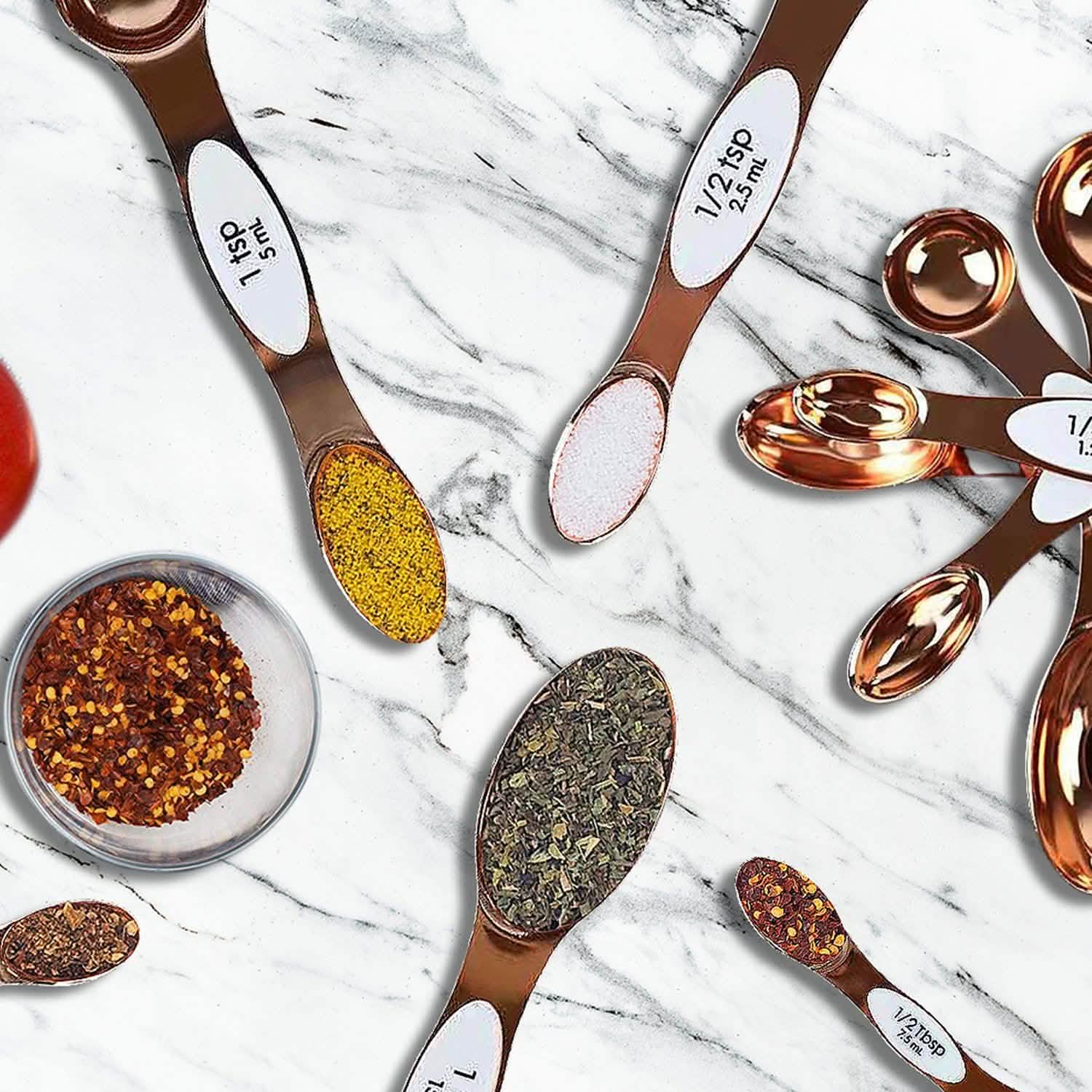 5-Piece Set: Copper Dual-Sided Stackable Magnetic Measuring Spoons Kitchen & Dining - DailySale