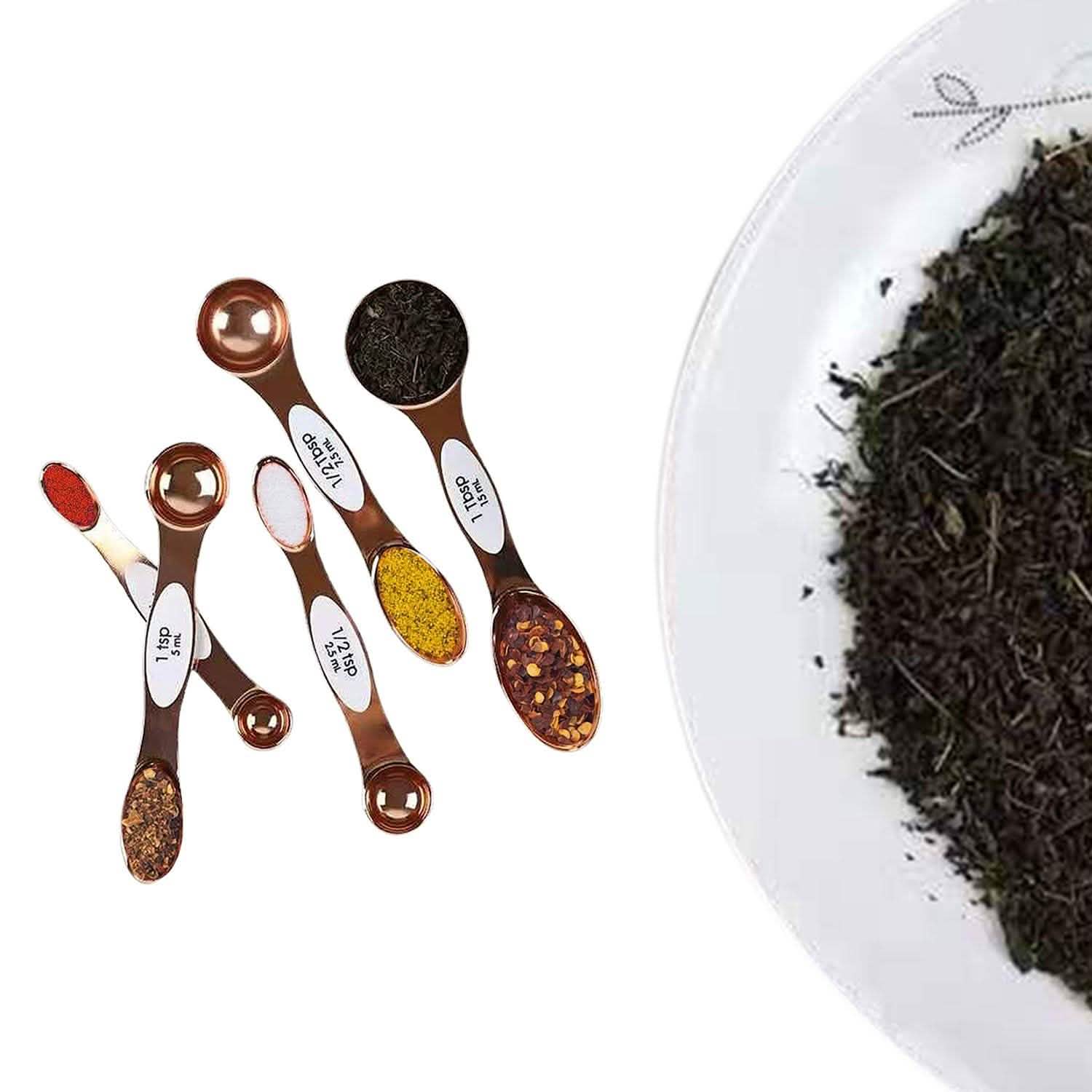 5-Piece Set: Copper Dual-Sided Stackable Magnetic Measuring Spoons Kitchen & Dining - DailySale