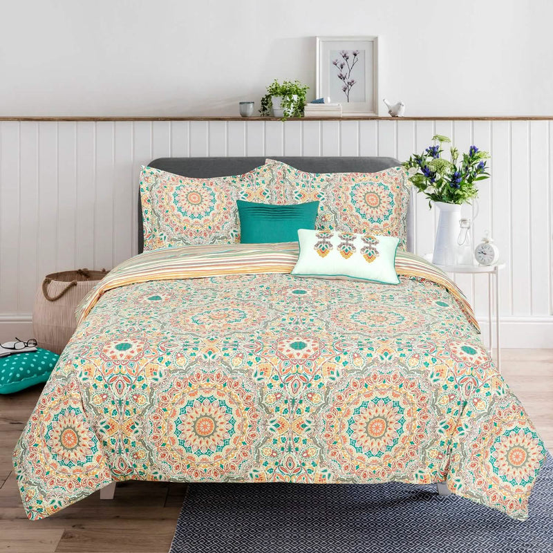 5-Piece: Sloane Street Cozumel Medallion Comforter Set Bedding Full/Queen - DailySale
