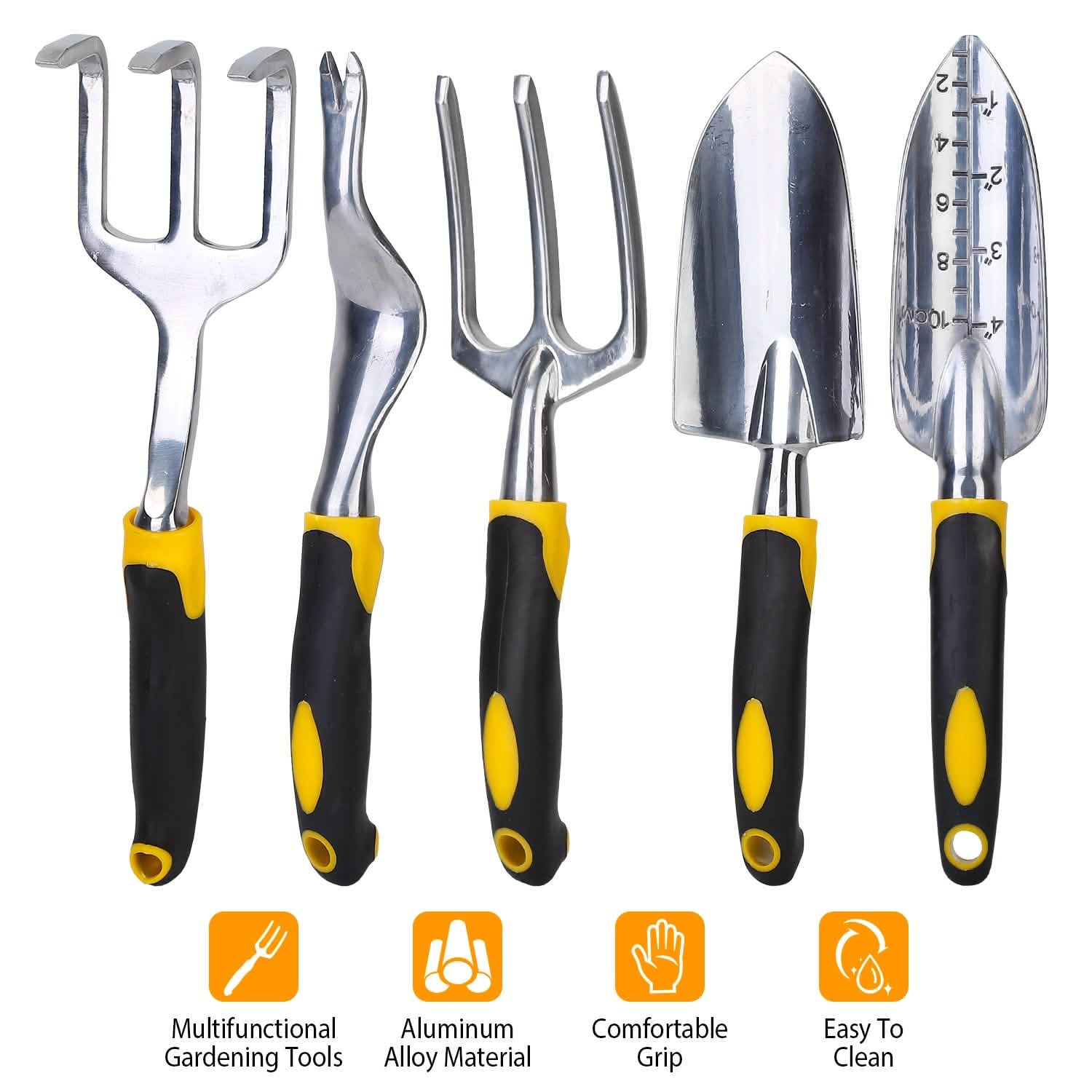 5-Pieces Set: Heavy Duty Garden Tool Set with Non-Slip Handle Garden & Patio - DailySale