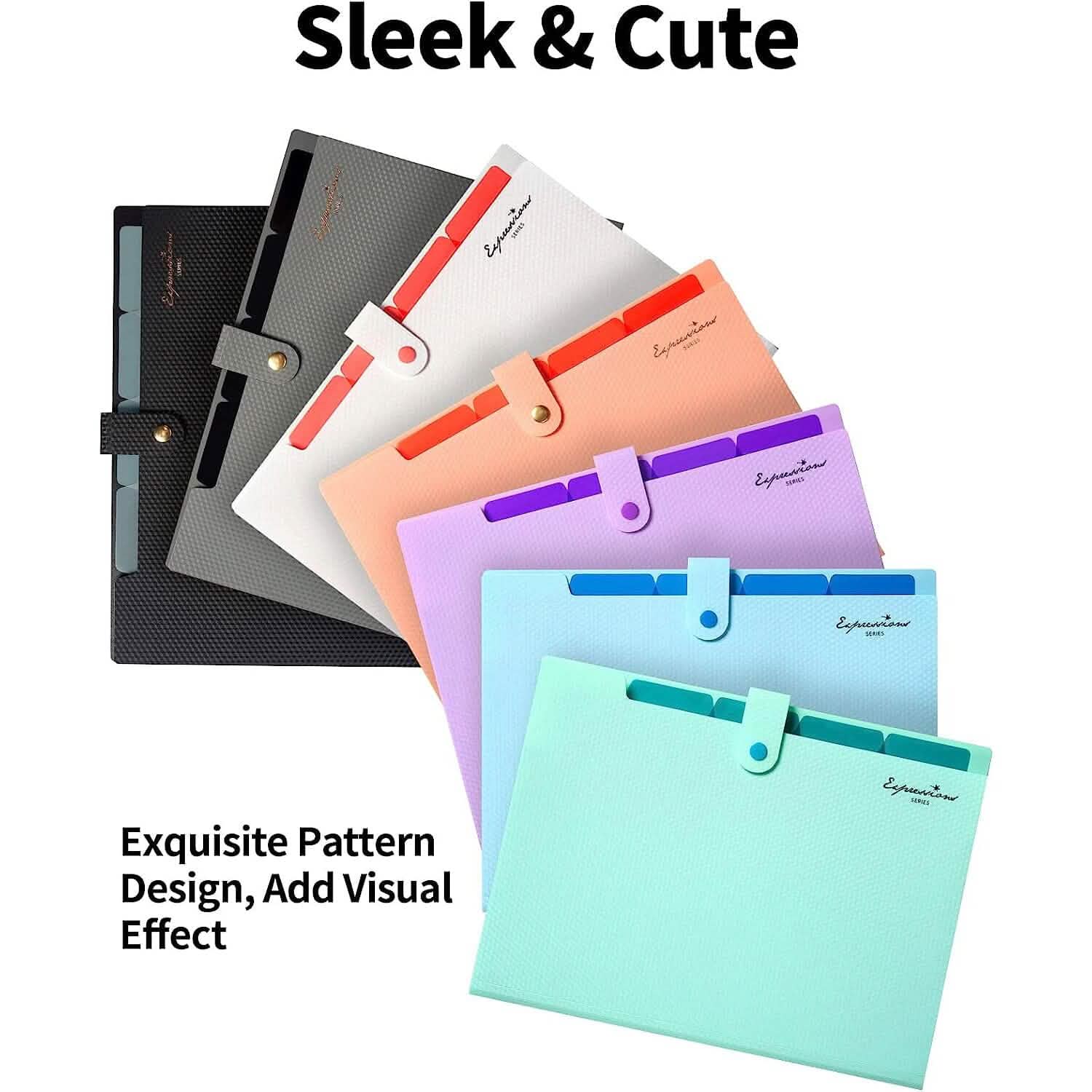 5 Pocket Folder with Labels, Letter Size Expanding File Folder Organizer Everything Else - DailySale