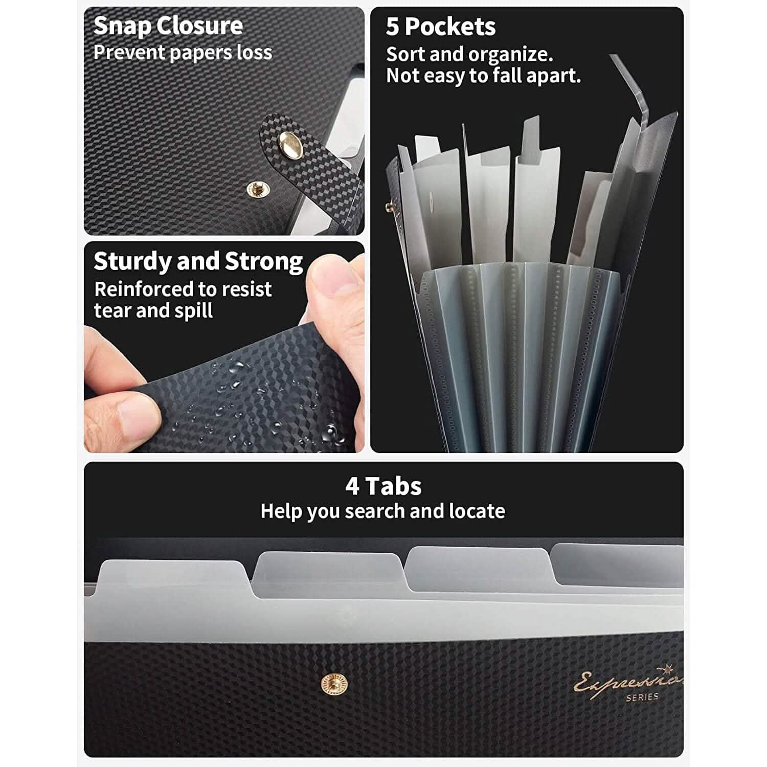 5 Pocket Folder with Labels, Letter Size Expanding File Folder Organizer Everything Else - DailySale