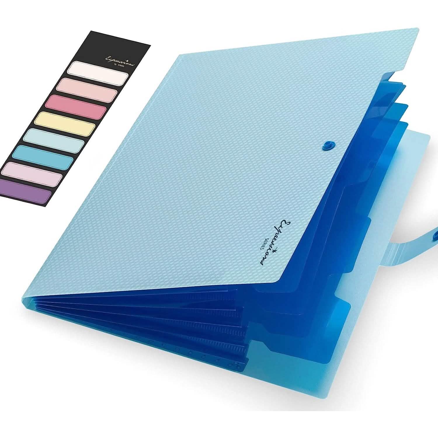 5 Pocket Folder with Labels, Letter Size Expanding File Folder Organizer Everything Else Sky Blue - DailySale