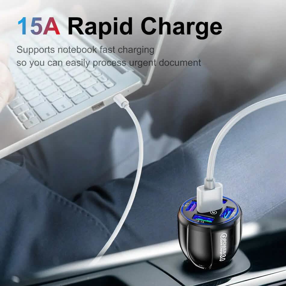 5 Port USB Fast Car Charger with LED Display Automotive - DailySale