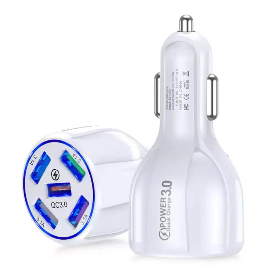 5 Port USB Fast Car Charger with LED Display Automotive - DailySale