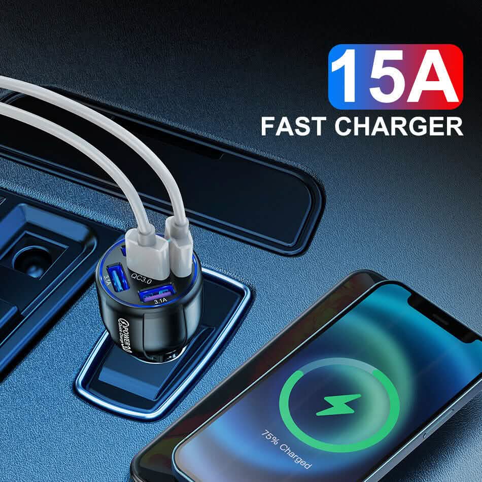 5 Port USB Fast Car Charger with LED Display Automotive - DailySale
