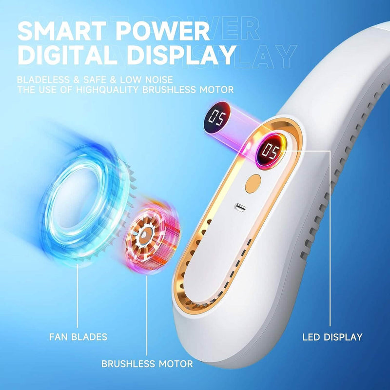 5 Speeds Adjustable USB Rechargeable Battery Powered Personal Neck Fan Sports & Outdoors - DailySale