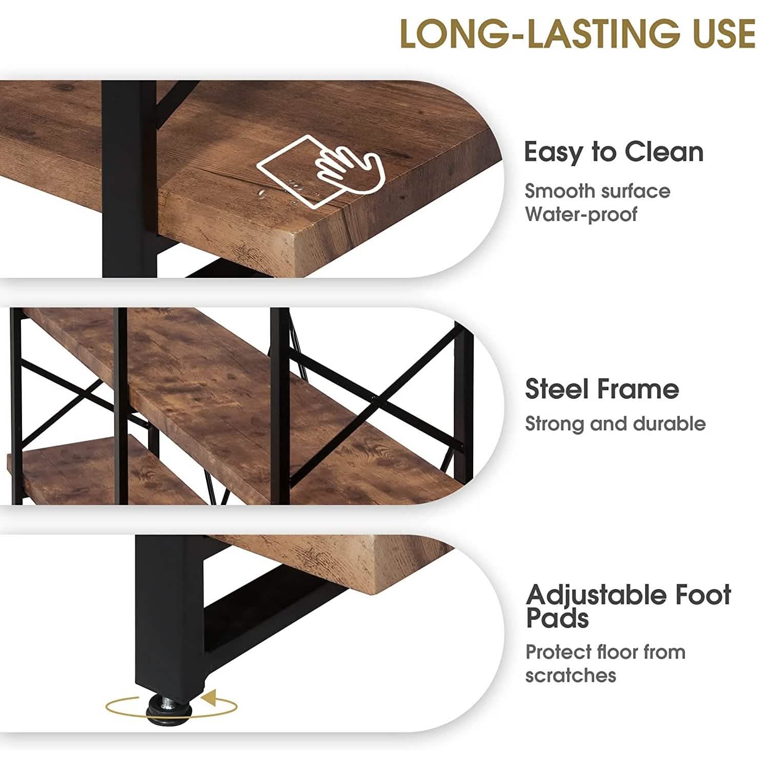 5-Tier Bookcase Industrial Bookshelf Furniture & Decor - DailySale