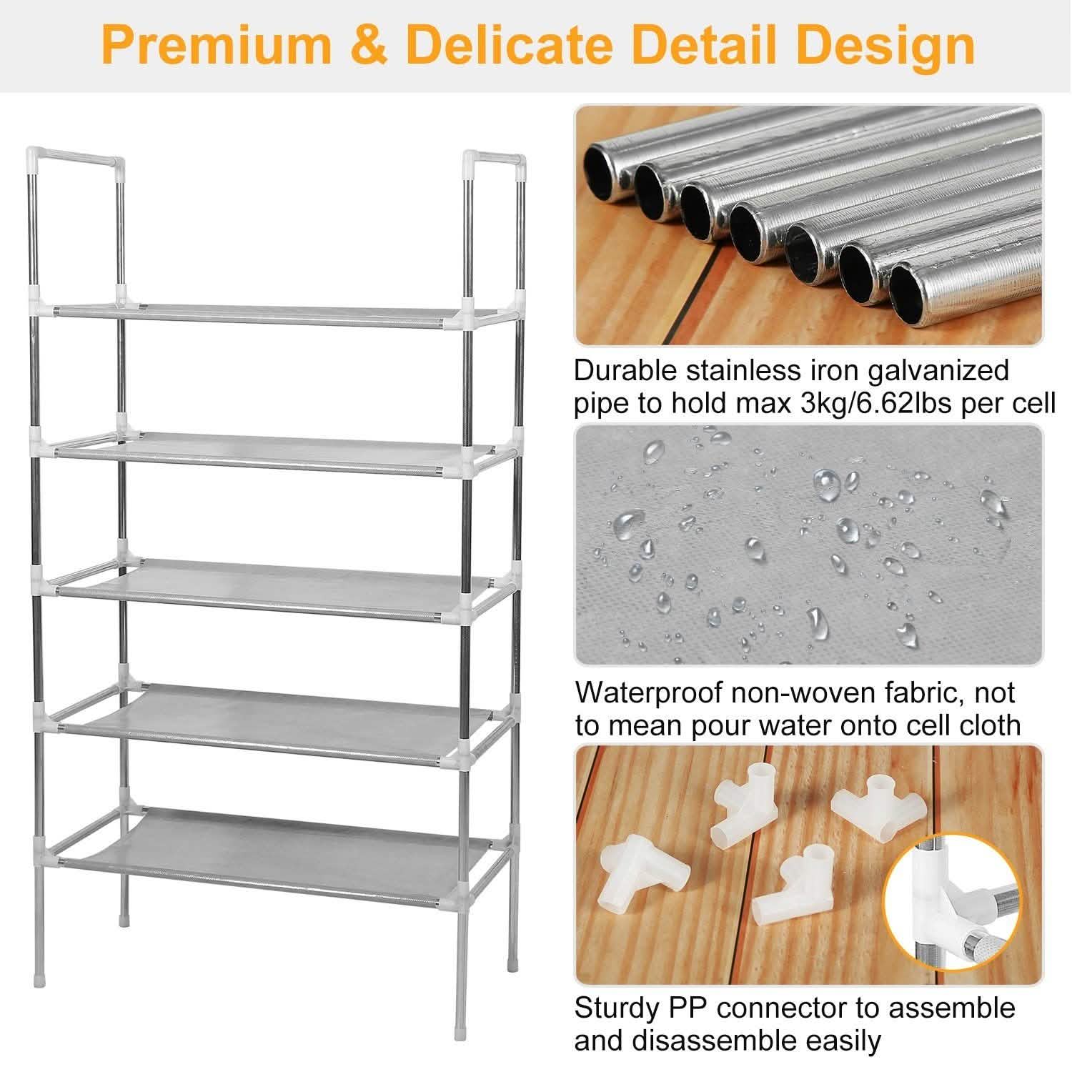 5-Tiers Shoe Rack Shelves 15 Pairs Shoe Oraganizer Closet & Storage - DailySale