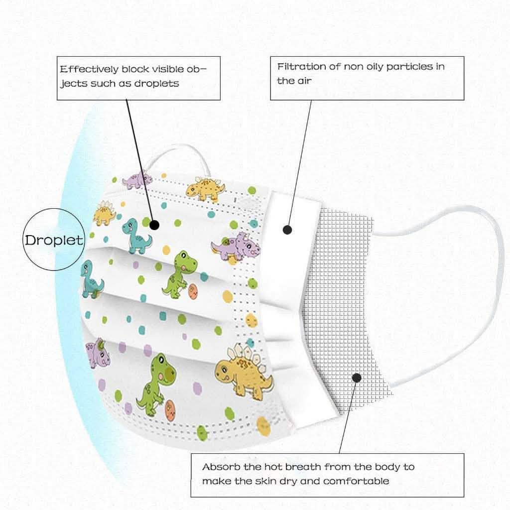 50-Pack: Disposable Face Mask For Kids Face Masks & PPE - DailySale