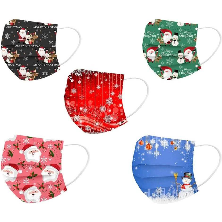50-Pack: Holiday Themed Disposable Non-Medical 3-Ply Face Mask Face Masks & PPE - DailySale