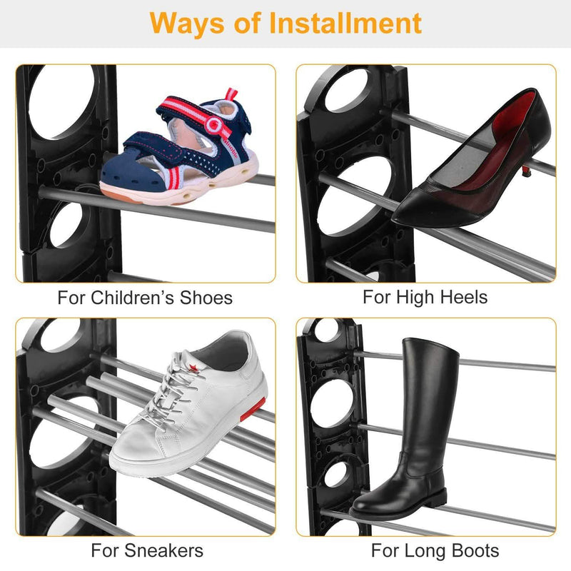 50-Pair Shoe Rack Storage Organizer 10-Tier Portable Wardrobe Tower Closet & Storage - DailySale