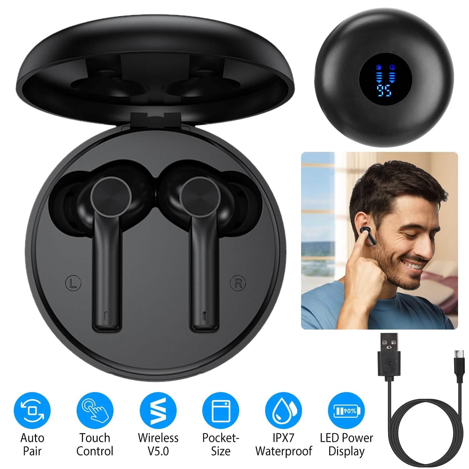 5.0 TWS Wireless Earbuds Headphones & Audio - DailySale