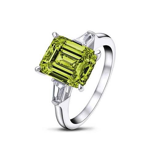 5.00 CTTW Peridot Gemstone Emerald Cut Ring Rings 6 - DailySale