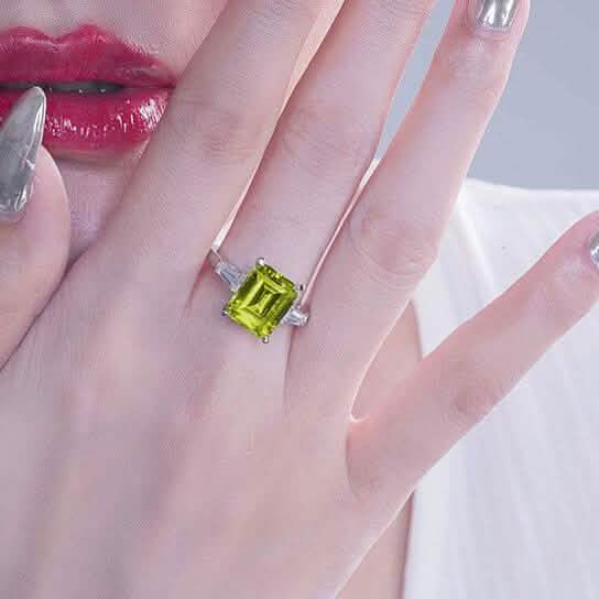 5.00 CTTW Peridot Gemstone Emerald Cut Ring Rings - DailySale