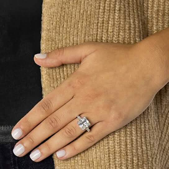 5.00 CTTW Square Brilliant Cut Tri Stone Engagement Ring Rings - DailySale