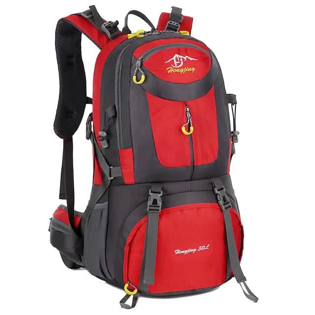 50L Waterproof Hiking Backpack Bags & Travel Red - DailySale