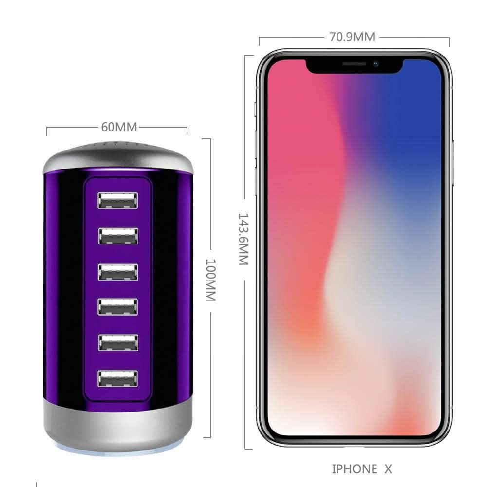 6 USB Port 30W Smart Charging Tower - Assorted Colors - DailySale, Inc