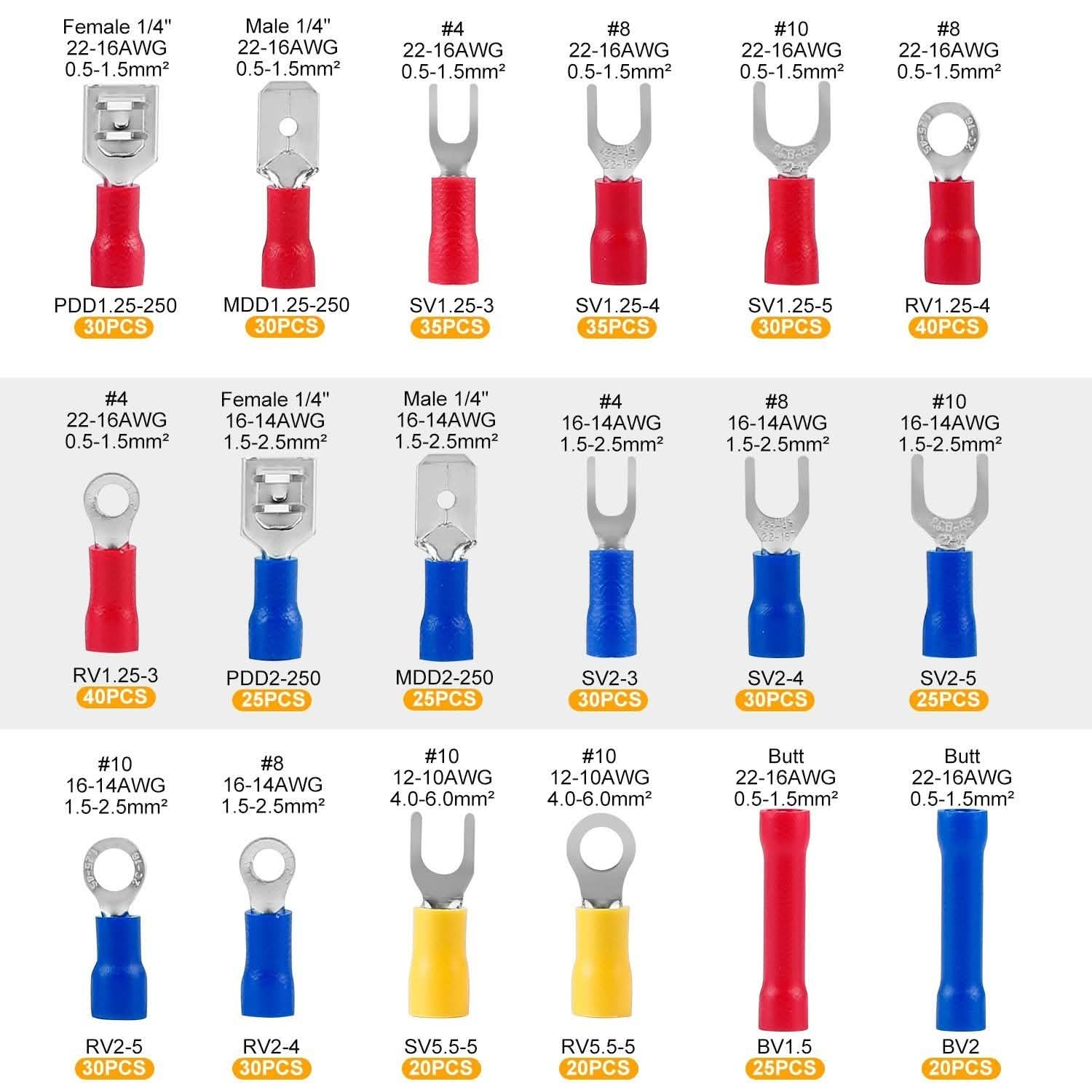 520-Pieces: Insulated Electrical Wire Splice Terminal Household Batteries & Electrical - DailySale